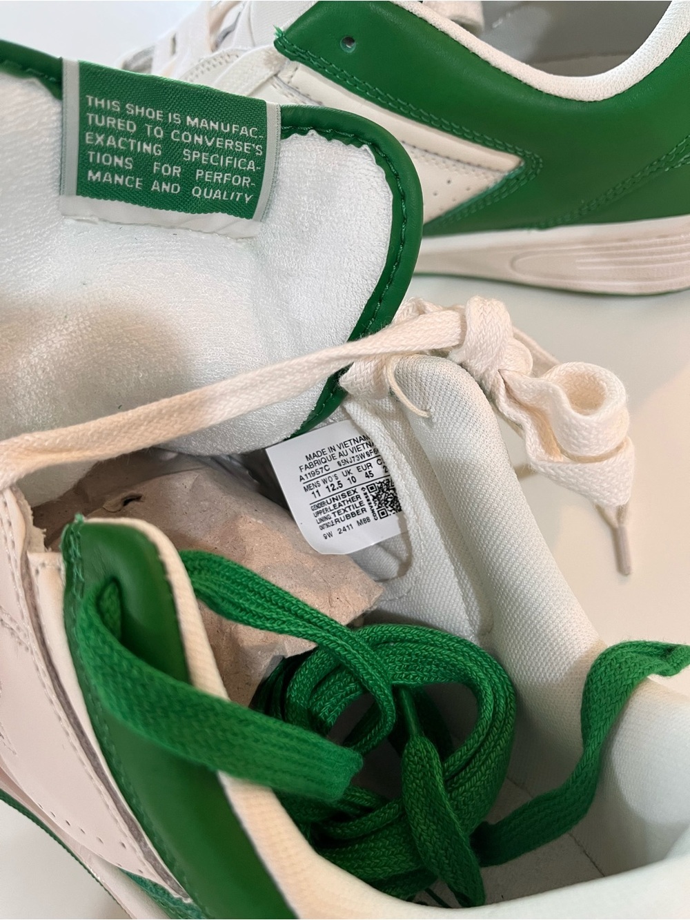Converse Weapon Low-Top Sneakers in White & Green Mens Size 11 New without Box - Picture 4 of 9